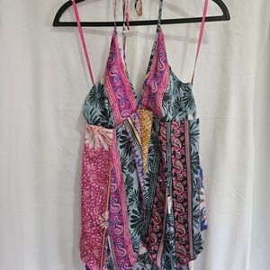 Silence + Noise Pink and Blue Patterned Camisole